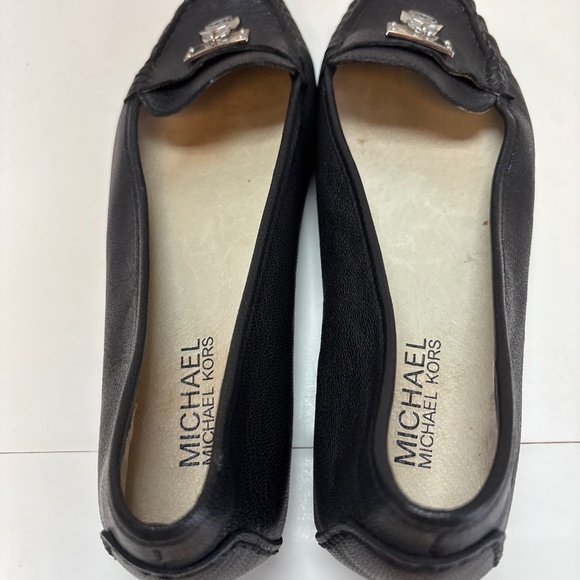 MK Michaels Kors Black Leather Hamilton Padlock Loafers Sz 7 - Picture 4 of 7
